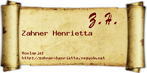 Zahner Henrietta névjegykártya