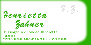 henrietta zahner business card